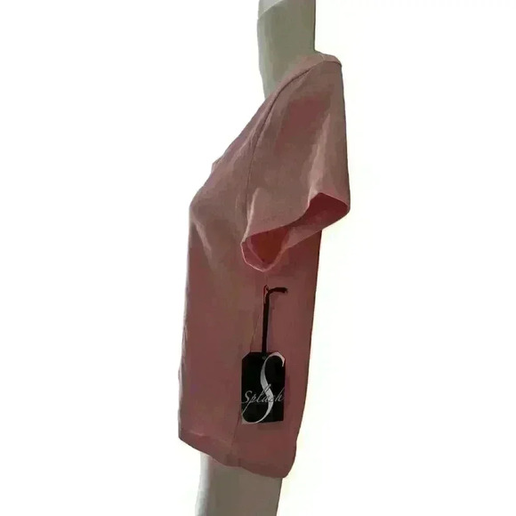 Splash Juniors XL Pink V Neck Short Sleeve Pullover Tshirt - Picture 3 of 10